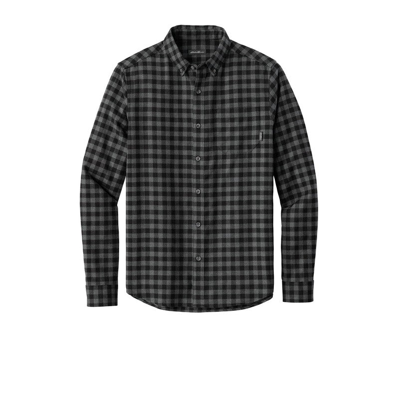 Eddie Bauer® Long Sleeve Favorite Flannel Plaid Shirt - Deep Black Mini Buffalo